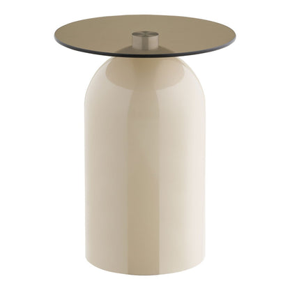 House Nordic ApS - Ravello Bijzettafel, gehard glas/metaal, grijs/beige, ø40x52 cm - Deco Delights