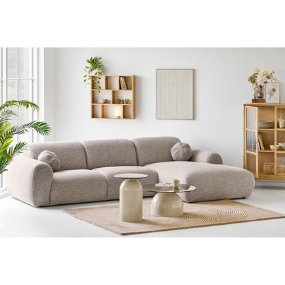 House Nordic ApS - Ravello Salontafel, gehard glas/metaal, grijs/beige, ø70x33 cm - Deco Delights