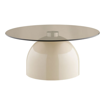 House Nordic ApS - Ravello Salontafel, gehard glas/metaal, grijs/beige, ø70x33 cm - Deco Delights
