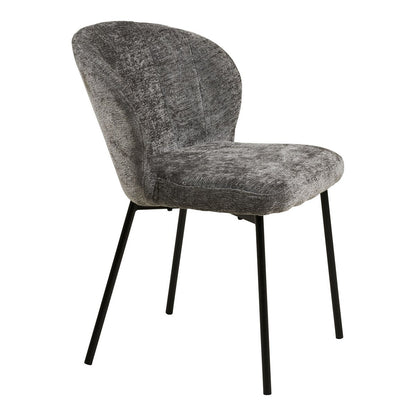 House Nordic ApS - Roanne Eetkamerstoel, grijs, zwarte poten, HN1319 - Set van 2 - Deco Delights