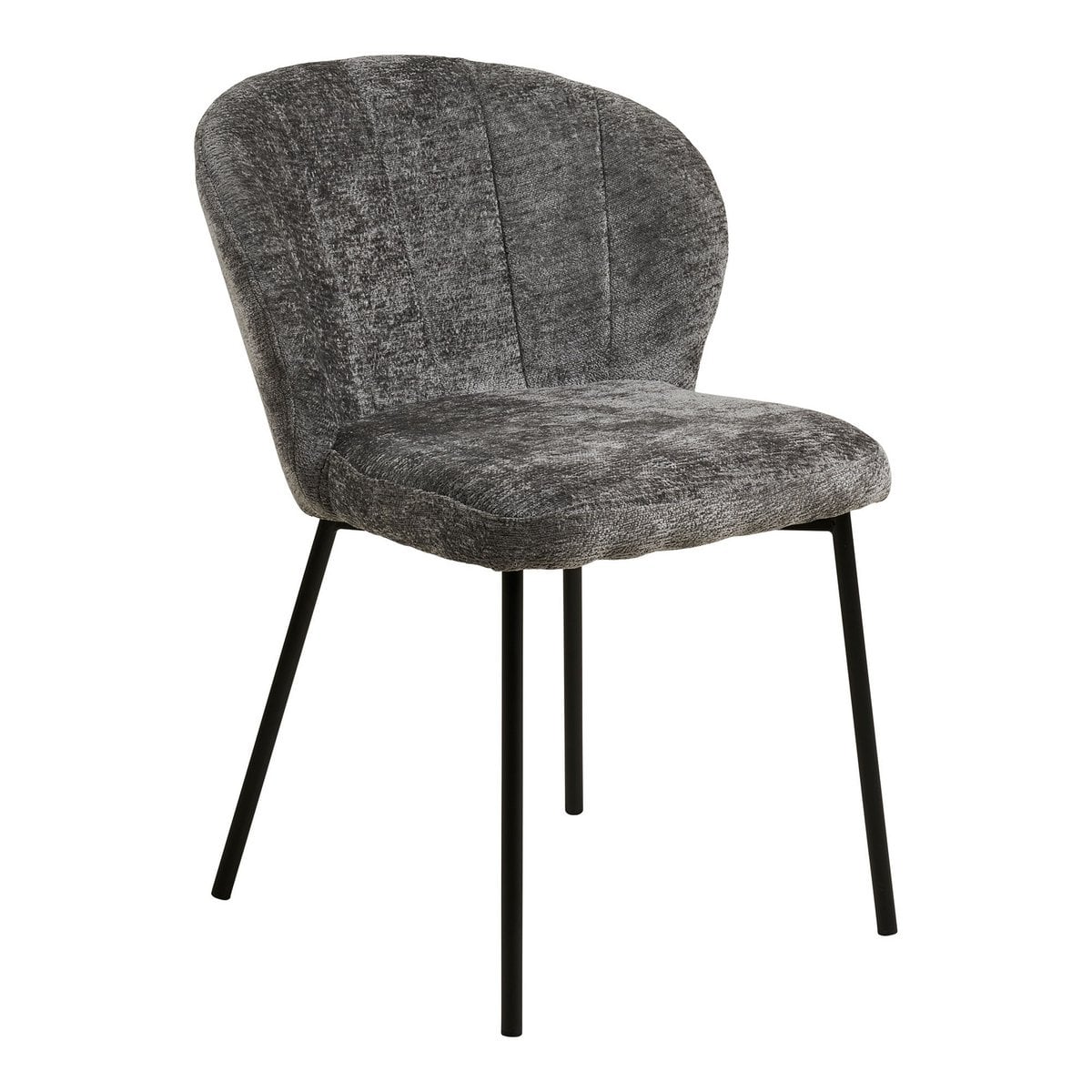 House Nordic ApS - Roanne Eetkamerstoel, grijs, zwarte poten, HN1319 - Set van 2 - Deco Delights