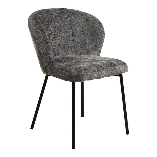 House Nordic ApS - Roanne Eetkamerstoel, grijs, zwarte poten, HN1319 - Set van 2 - Deco Delights