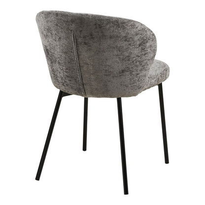 House Nordic ApS - Roanne Eetkamerstoel, grijs, zwarte poten, HN1319 - Set van 2 - Deco Delights