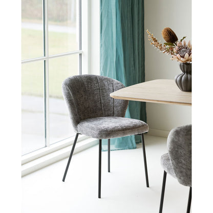 House Nordic ApS - Roanne Eetkamerstoel, grijs, zwarte poten, HN1319 - Set van 2 - Deco Delights