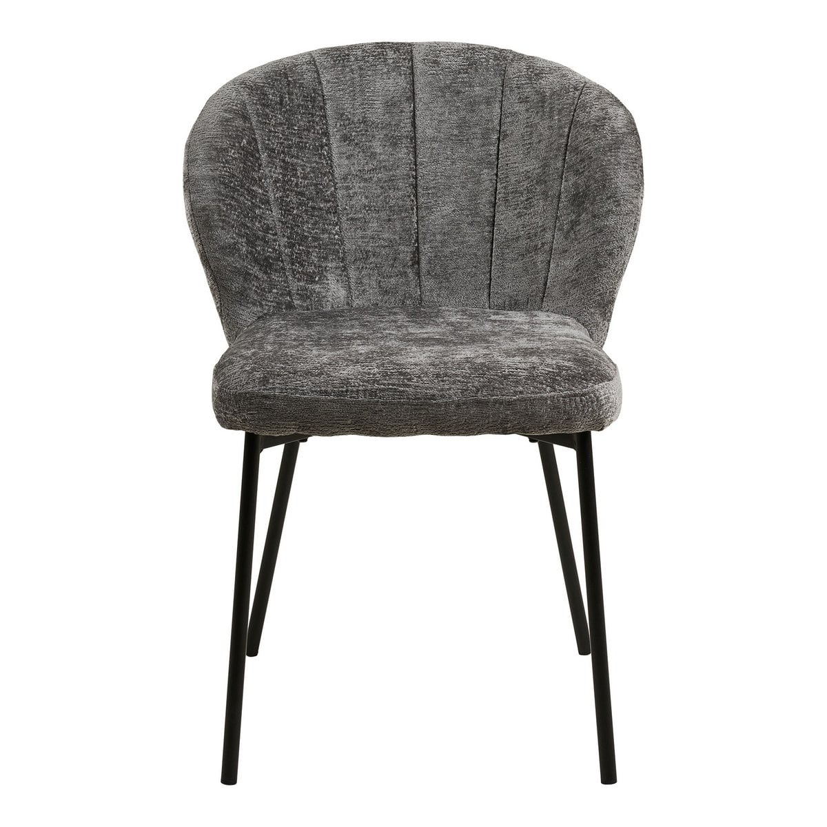House Nordic ApS - Roanne Eetkamerstoel, grijs, zwarte poten, HN1319 - Set van 2 - Deco Delights