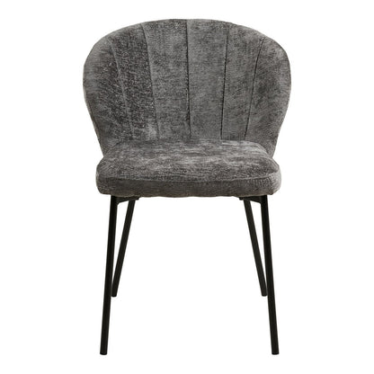 House Nordic ApS - Roanne Eetkamerstoel, grijs, zwarte poten, HN1319 - Set van 2 - Deco Delights