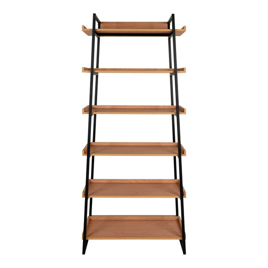 House Nordic ApS - Sakai Book Case - Boekenkast, essenfineer, zwart stalen frame, 6 planken, 80x35x185 cm - Deco Delights