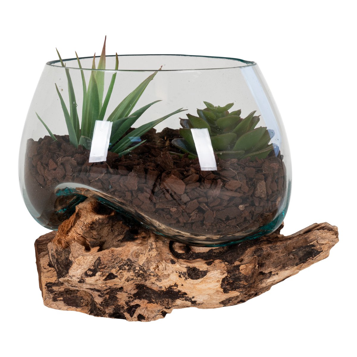 House Nordic ApS - San Marino Waterdrop - Natuurlijk, Teakhout/Glas/Staal, 15x15x15 cm - Deco Delights