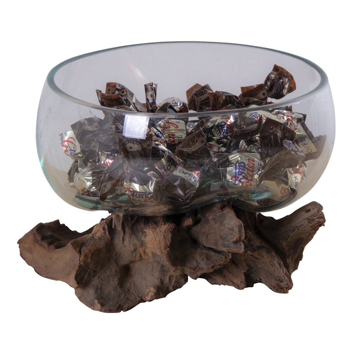House Nordic ApS - San Marino Waterdrop - Natuurlijk, Teakhout/Glas/Staal, 15x15x15 cm - Deco Delights