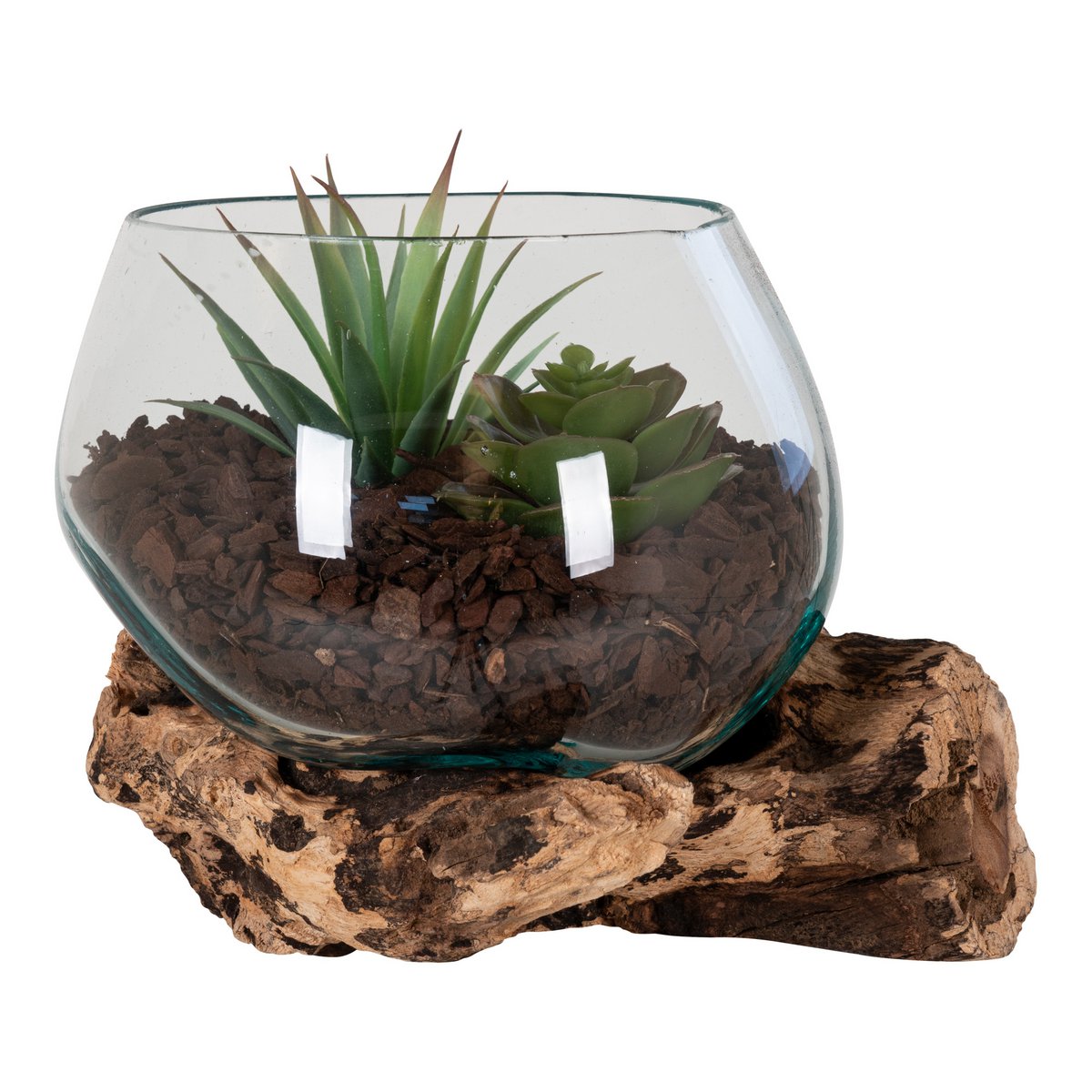 House Nordic ApS - San Marino Waterdrop - Natuurlijk, Teakhout/Glas/Staal, 15x15x15 cm - Deco Delights