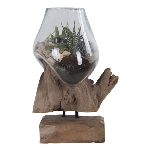 House Nordic ApS - San Marino Waterdrop - Natuurlijk, Teakhout/Glas/Staal, 18x15x25 cm - Deco Delights