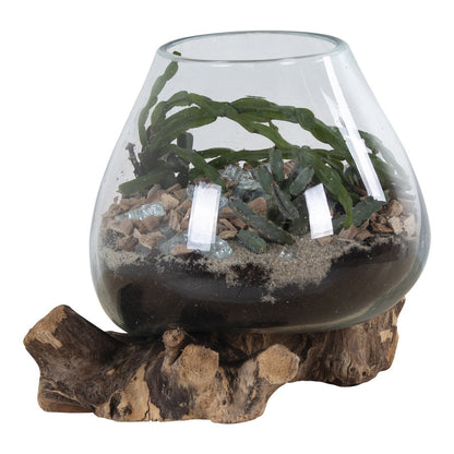 House Nordic ApS - San Marino Waterdrop - Natuurlijk, Teakhout/Glas/Staal, 18x20x20 cm - Deco Delights