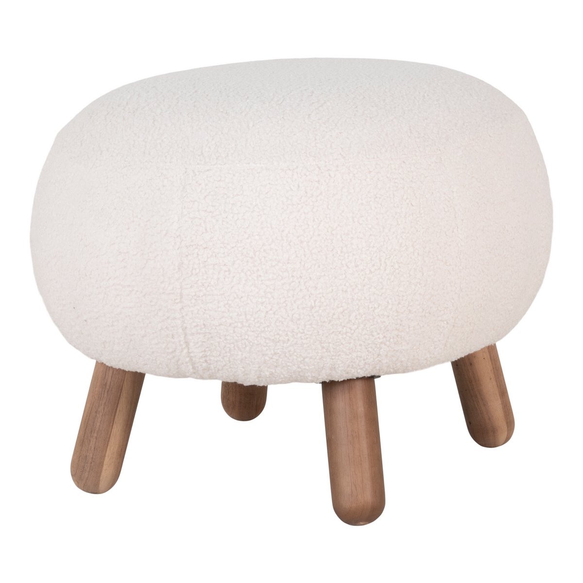 House Nordic ApS - Savona Voetensteun - Wit, Polyester/Rubberhout/Genen, 60x50x37 cm - Deco Delights