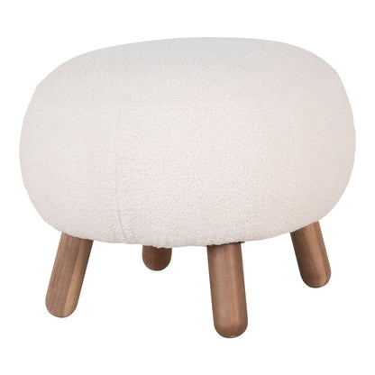 House Nordic ApS - Savona Voetensteun - Wit, Polyester/Rubberhout/Genen, 60x50x37 cm - Deco Delights