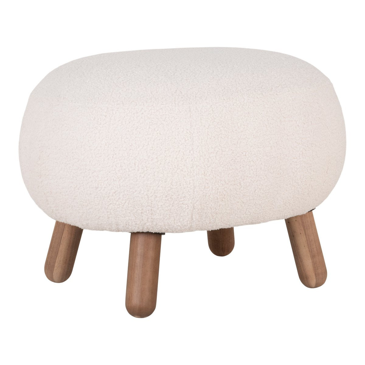 House Nordic ApS - Savona Voetensteun - Wit, Polyester/Rubberhout/Genen, 60x50x37 cm - Deco Delights
