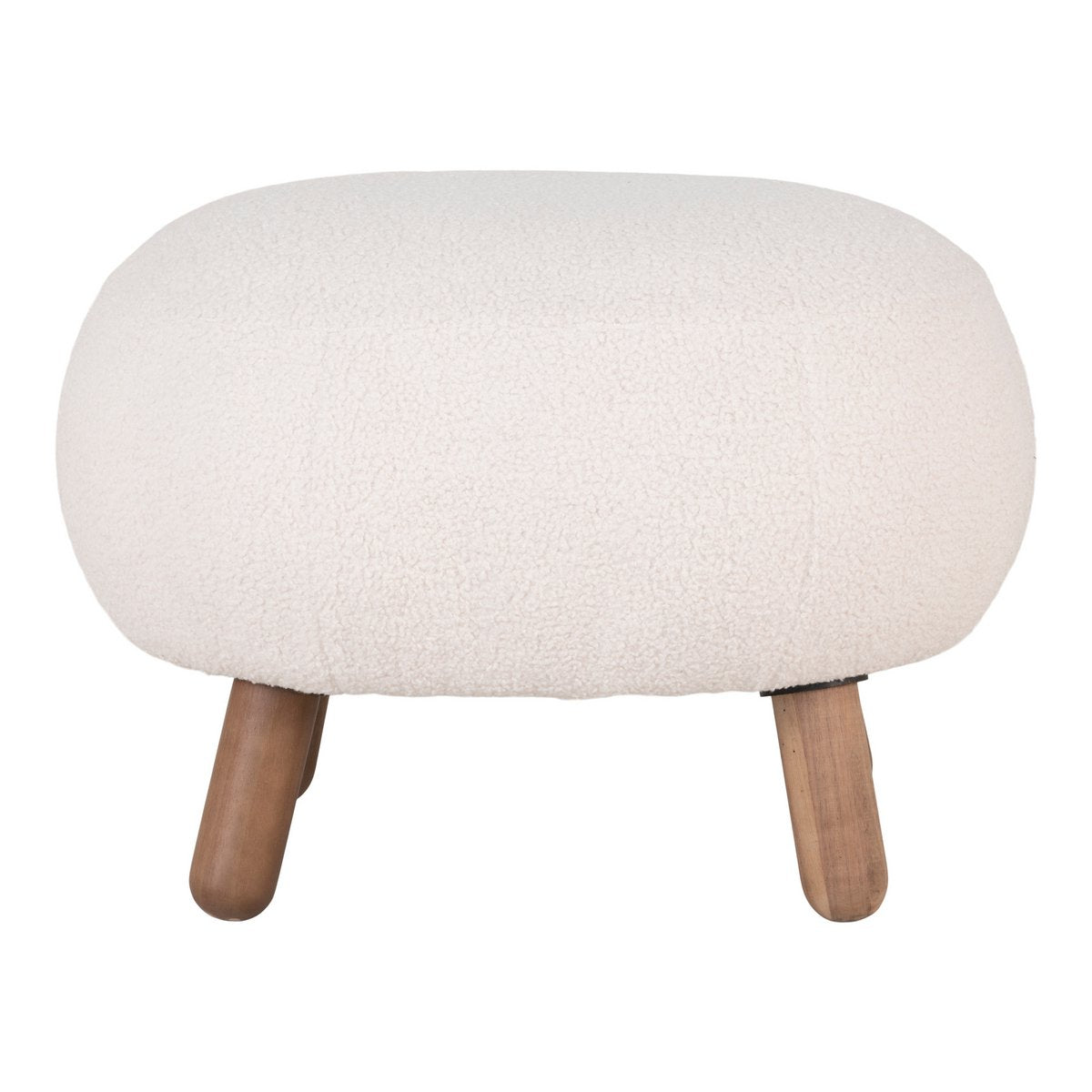 House Nordic ApS - Savona Voetensteun - Wit, Polyester/Rubberhout/Genen, 60x50x37 cm - Deco Delights