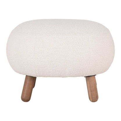 House Nordic ApS - Savona Voetensteun - Wit, Polyester/Rubberhout/Genen, 60x50x37 cm - Deco Delights