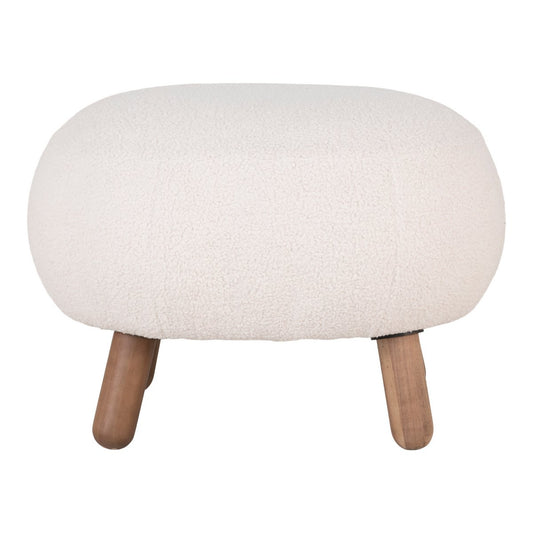 House Nordic ApS - Savona Voetensteun - Wit, Polyester/Rubberhout/Genen, 60x50x37 cm - Deco Delights