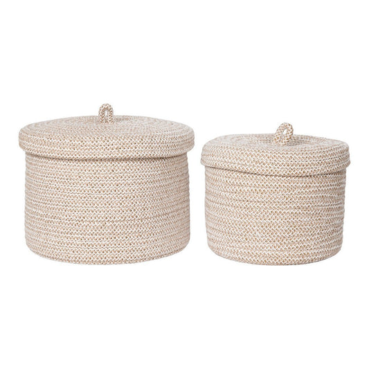House Nordic ApS - Sebal Basket - Mand met deksel, katoen, beige, set van 2 - Deco Delights
