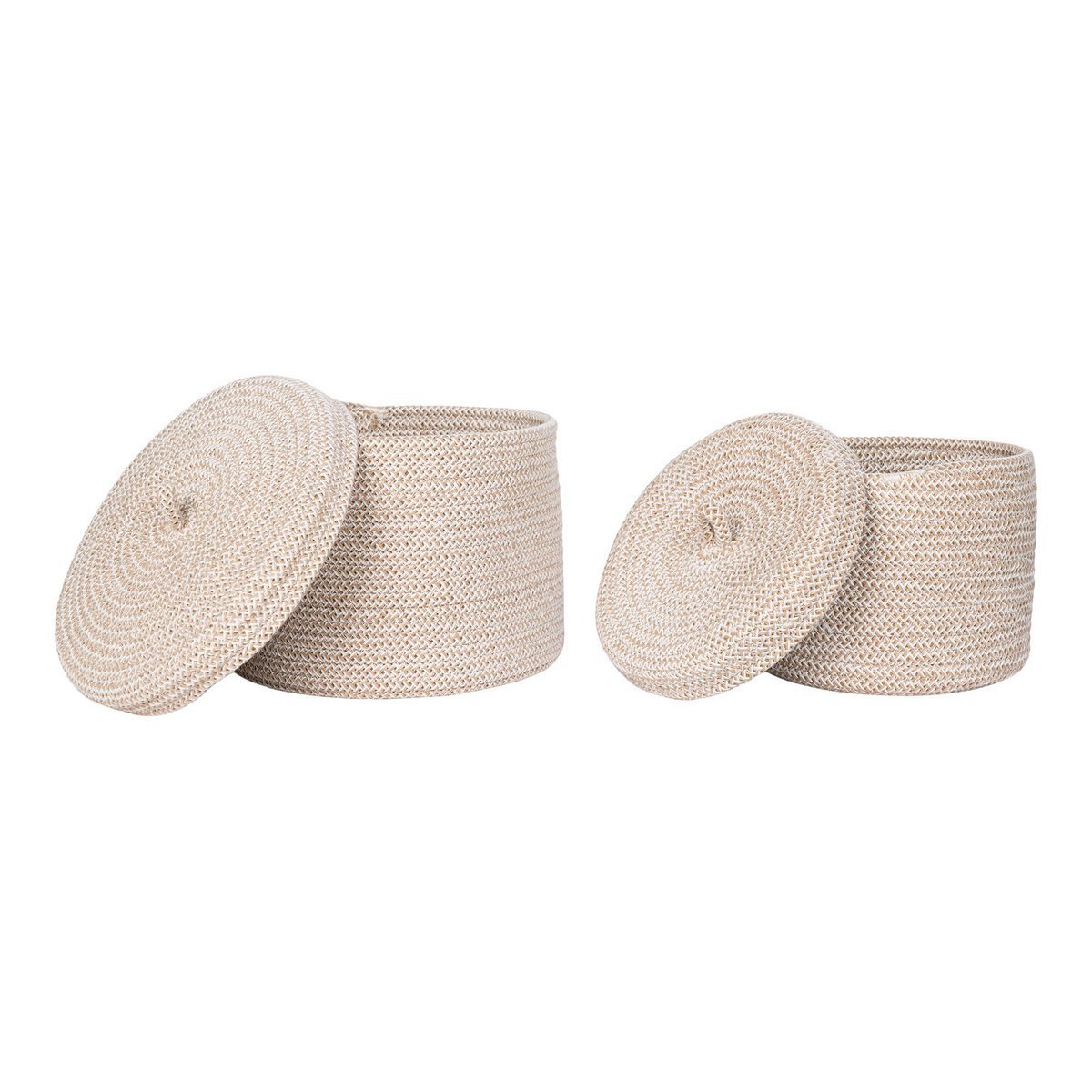 House Nordic ApS - Sebal Basket - Mand met deksel, katoen, beige, set van 2 - Deco Delights