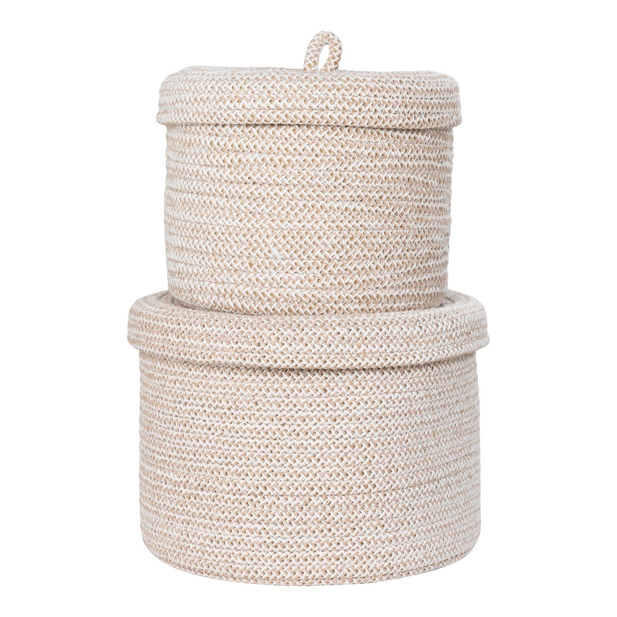 House Nordic ApS - Sebal Basket - Mand met deksel, katoen, beige, set van 2 - Deco Delights