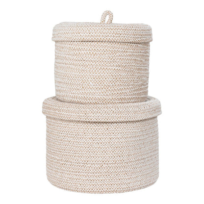 House Nordic ApS - Sebal Basket - Mand met deksel, katoen, beige, set van 2 - Deco Delights