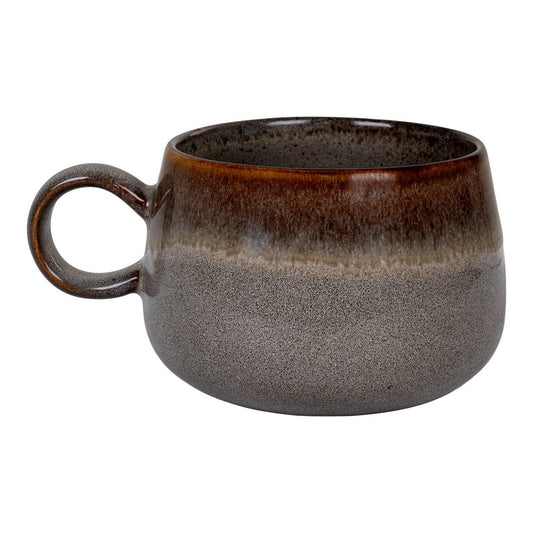 House Nordic ApS - Selma Mug - Mok, keramiek, grijs/bruin, ø10x7,5 cm, set van 4 - Deco Delights