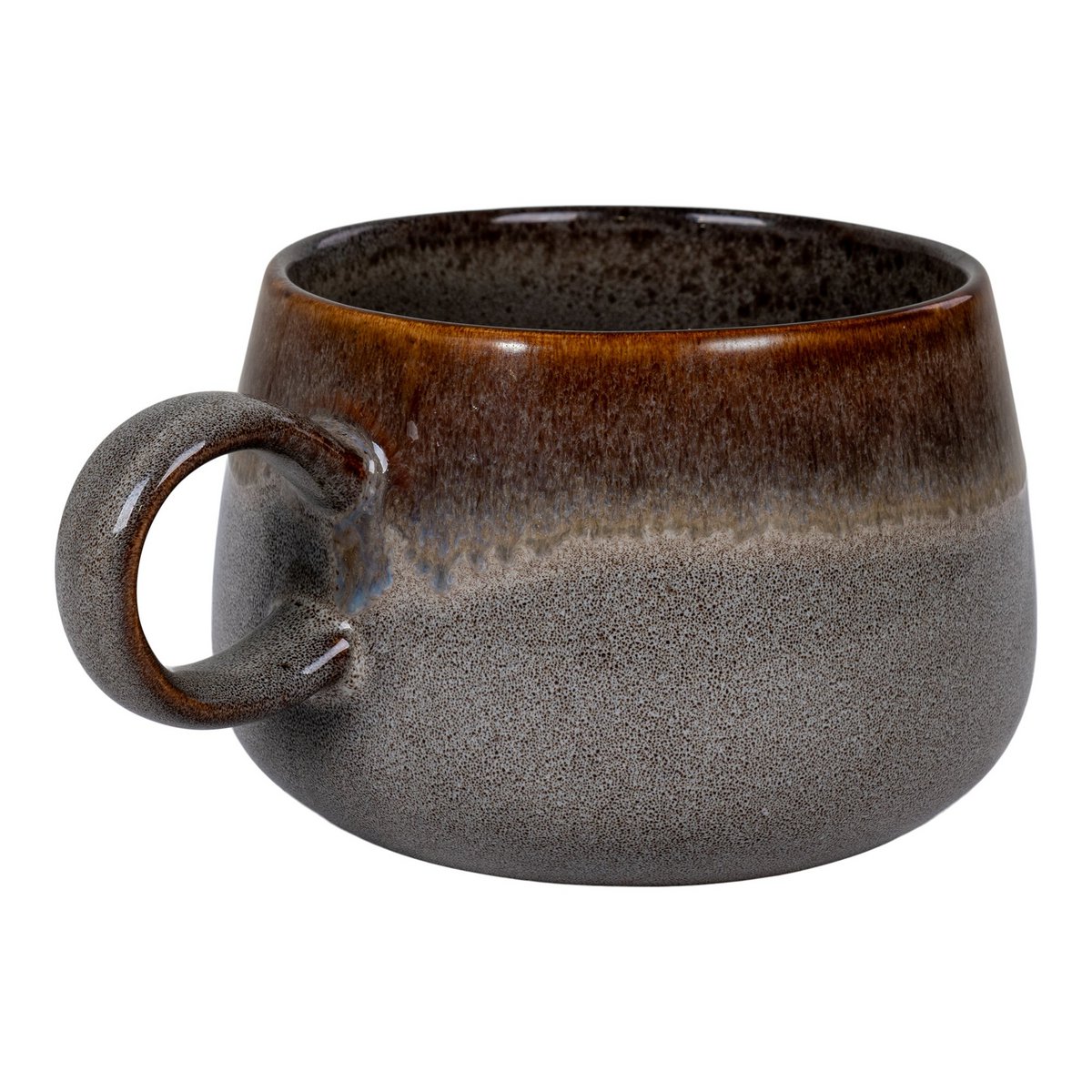 House Nordic ApS - Selma Mug - Mok, keramiek, grijs/bruin, ø10x7,5 cm, set van 4 - Deco Delights