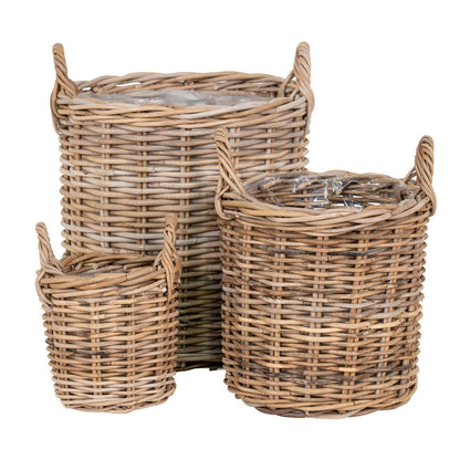 House Nordic ApS - Sema Manden - Natuurlijk, Kubus Rotan - Set van 3 - Deco Delights