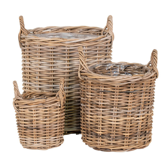 House Nordic ApS - Sema Manden - Natuurlijk, Kubus Rotan - Set van 3 - Deco Delights