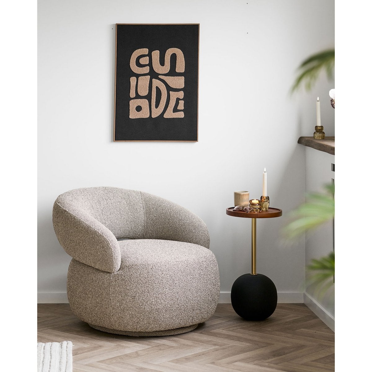 House Nordic ApS - Sirone Bijzettafel, mangohout/staal, zwart/messing look/donkerbruin, Ø30x56 cm - Deco Delights