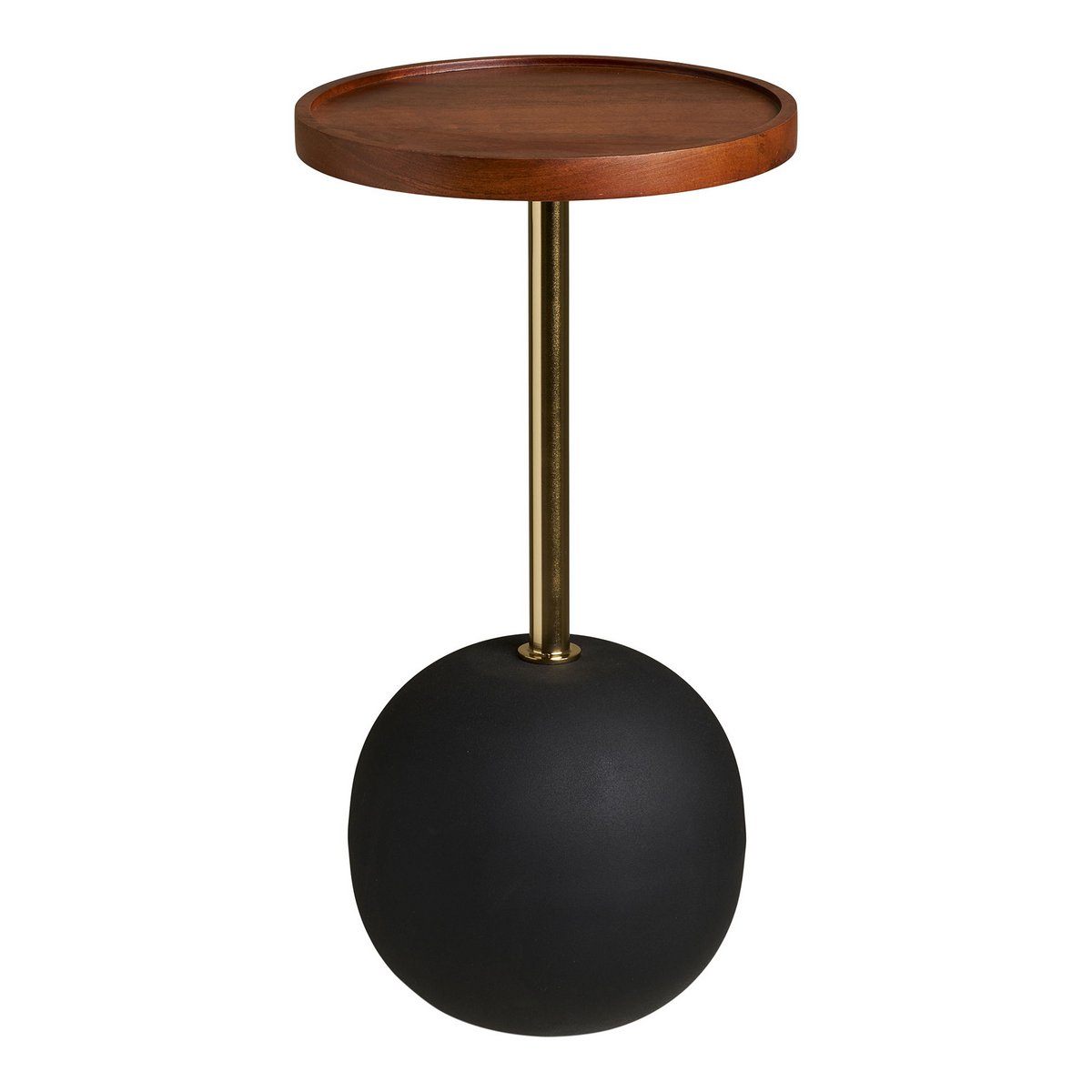 House Nordic ApS - Sirone Bijzettafel, mangohout/staal, zwart/messing look/donkerbruin, Ø30x56 cm - Deco Delights