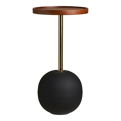 House Nordic ApS - Sirone Bijzettafel, mangohout/staal, zwart/messing look/donkerbruin, Ø30x56 cm - Deco Delights
