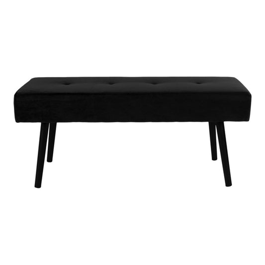 House Nordic ApS - Skibybank - Zwart, Fluweel, 100x35x44cm - Deco Delights