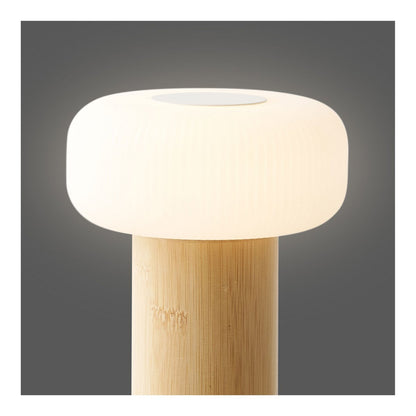House Nordic ApS - Stafford Tafellamp, bamboe/metaal/PE, oplaadbaar, naturel, wit - Deco Delights