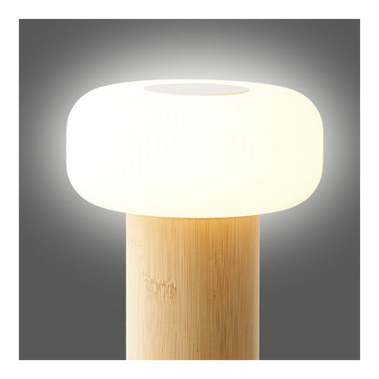 House Nordic ApS - Stafford Tafellamp, bamboe/metaal/PE, oplaadbaar, naturel, wit - Deco Delights