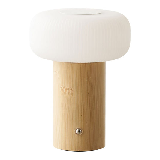 House Nordic ApS - Stafford Tafellamp, bamboe/metaal/PE, oplaadbaar, naturel, wit - Deco Delights