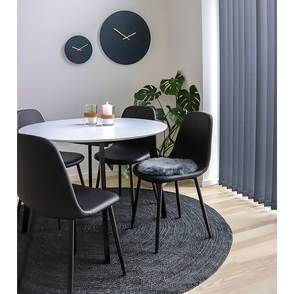 House Nordic ApS - Stockholm eetkamerstoel - Zwart, PU-leer, zwarte metalen poten - Set van 2 - Deco Delights