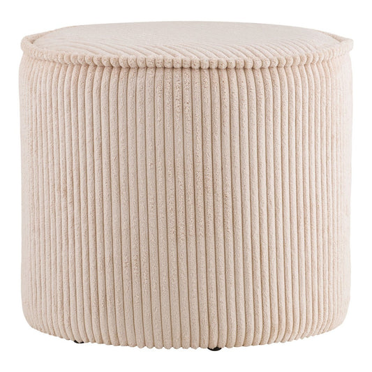 House Nordic ApS - Taupo Poef, ribfluweel, beige, ø40x35 cm, HN1424 - Deco Delights