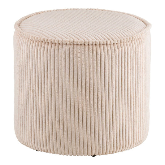House Nordic ApS - Taupo Poef, ribfluweel, beige, ø40x35 cm, HN1424 - Deco Delights