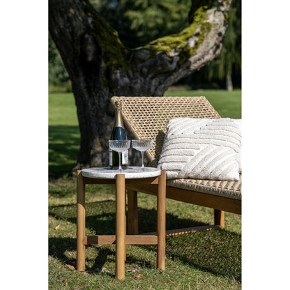 House Nordic ApS - Terracina Bijzettafel - Natuurlijk/Wit, Acacia/Terrazzo, ø37x46 cm - Deco Delights