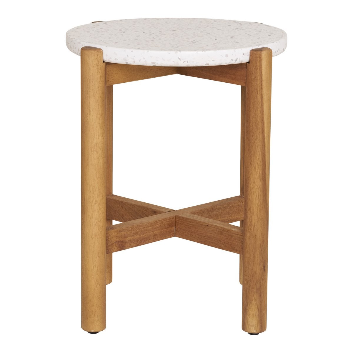 House Nordic ApS - Terracina Bijzettafel - Natuurlijk/Wit, Acacia/Terrazzo, ø37x46 cm - Deco Delights