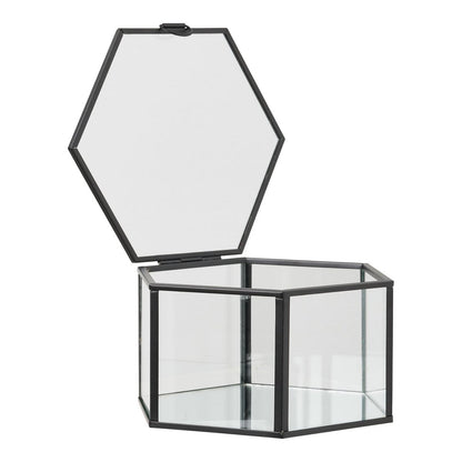 House Nordic ApS - Torpe Box, glas/metaal, helder/zwart, set van 2 - Deco Delights