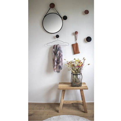 House Nordic ApS - Trapani Spiegel - Zwart, Staal, Kunstleer, Ø38cm - Deco Delights