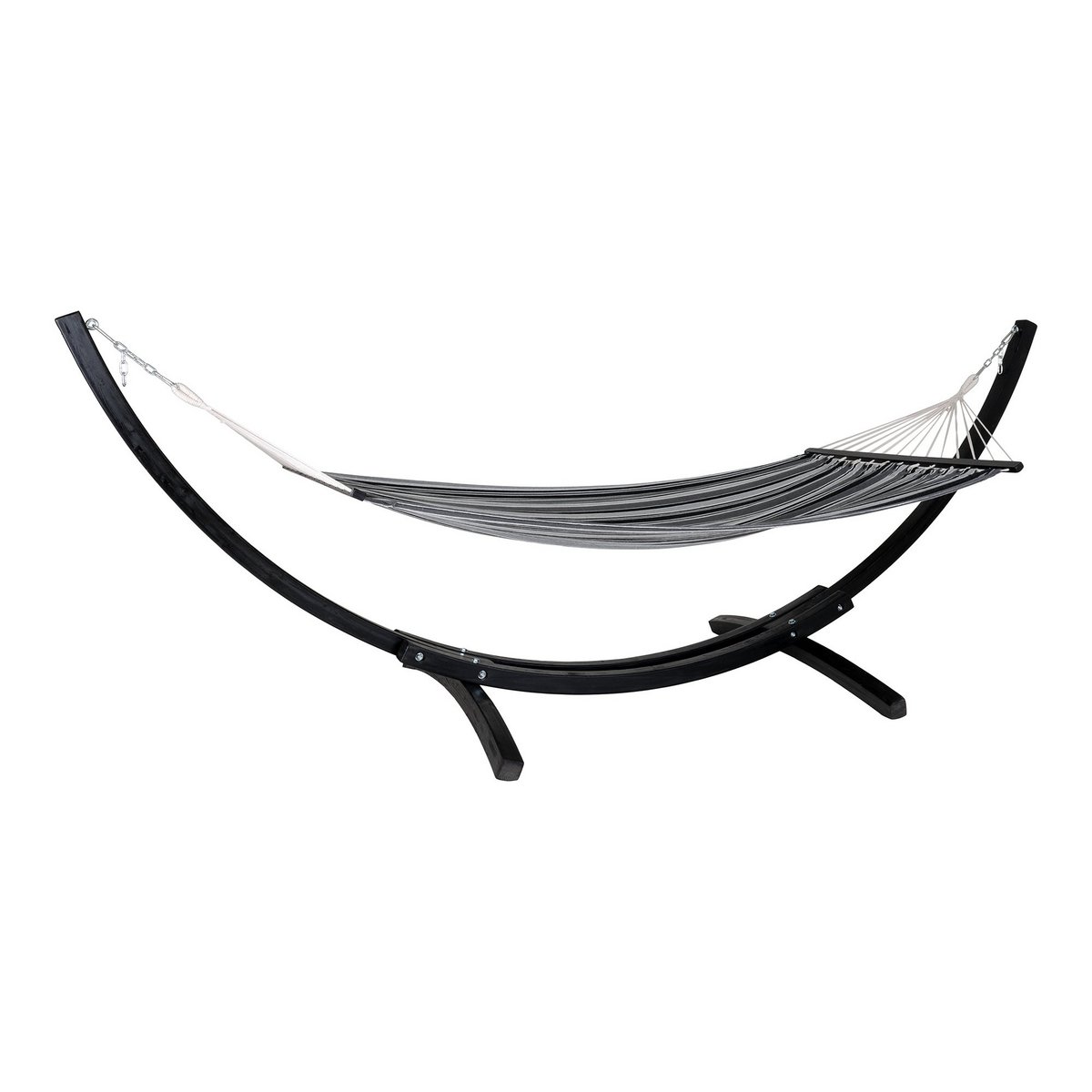 House Nordic ApS - Tripoli Hangmat - Hangmat op houten standaard, lariks, polyester/katoen, zwart/grijs/wit - Deco Delights
