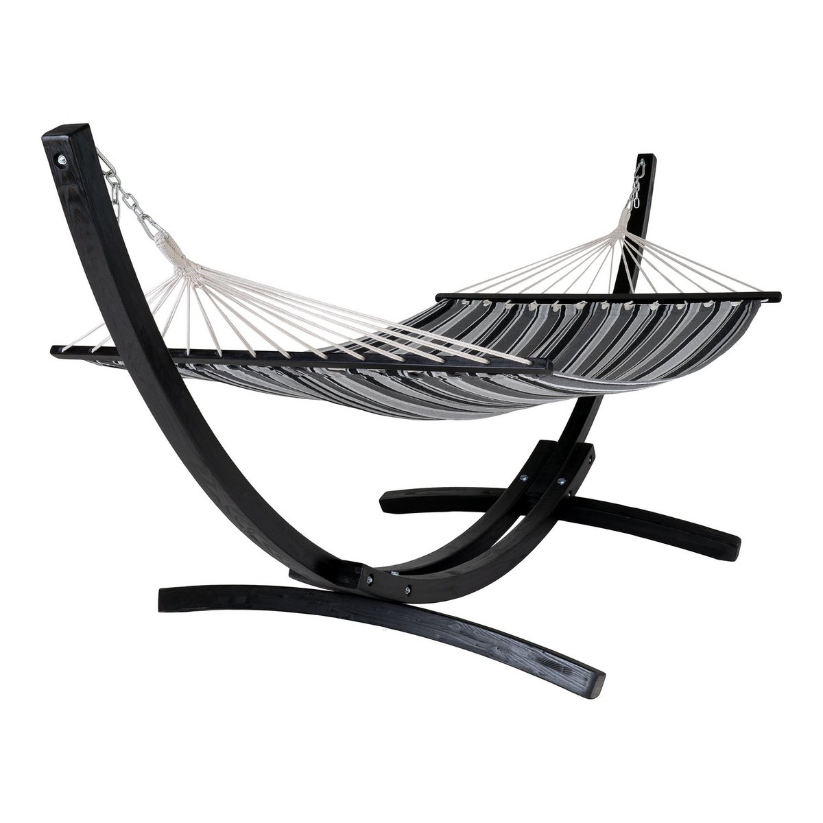 House Nordic ApS - Tripoli Hangmat - Hangmat op houten standaard, lariks, polyester/katoen, zwart/grijs/wit - Deco Delights