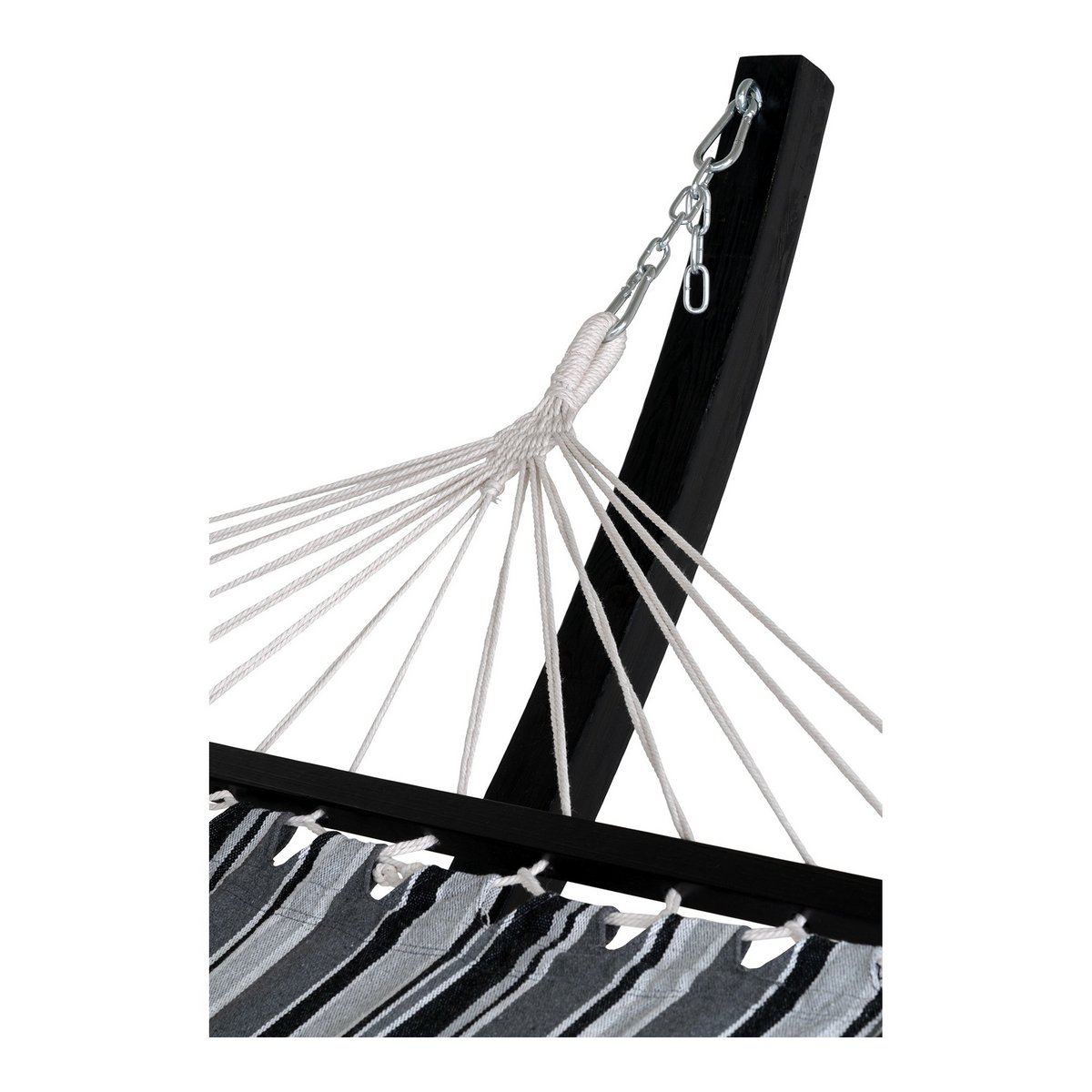 House Nordic ApS - Tripoli Hangmat - Hangmat op houten standaard, lariks, polyester/katoen, zwart/grijs/wit - Deco Delights