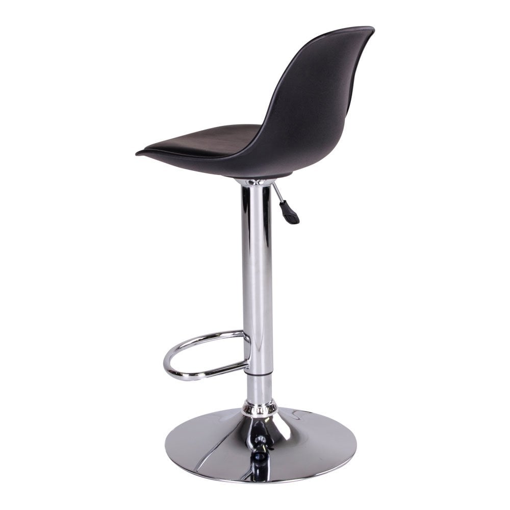 House Nordic ApS - Trondheim Barstoel - Zwart, PU-leer, resistent gegoten kunststof, rubberhout, chromen poten, 41x39x82-104cm - Set van 2 - Deco Delights