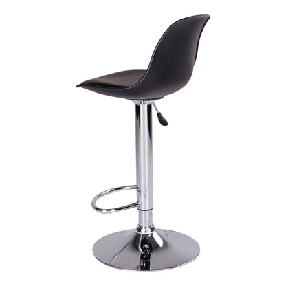 House Nordic ApS - Trondheim Barstoel - Zwart, PU-leer, resistent gegoten kunststof, rubberhout, chromen poten, 41x39x82-104cm - Set van 2 - Deco Delights
