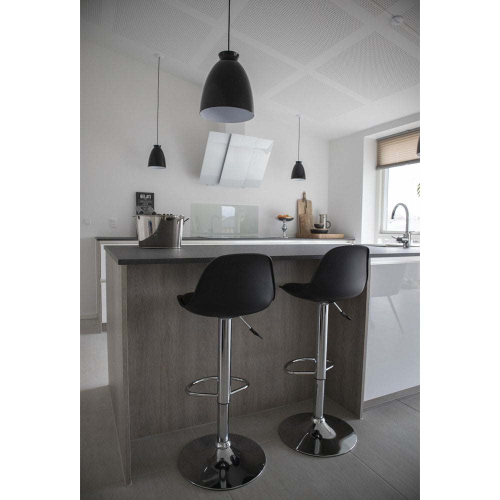 House Nordic ApS - Trondheim Barstoel - Zwart, PU-leer, resistent gegoten kunststof, rubberhout, chromen poten, 41x39x82-104cm - Set van 2 - Deco Delights